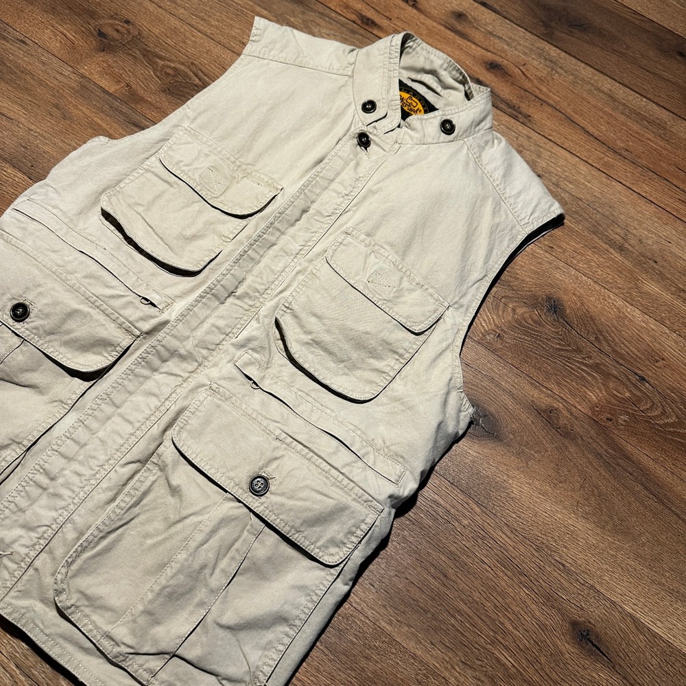 Woolrich Tan Khaki Cotton Utility Safari Fishing Vest Men Large